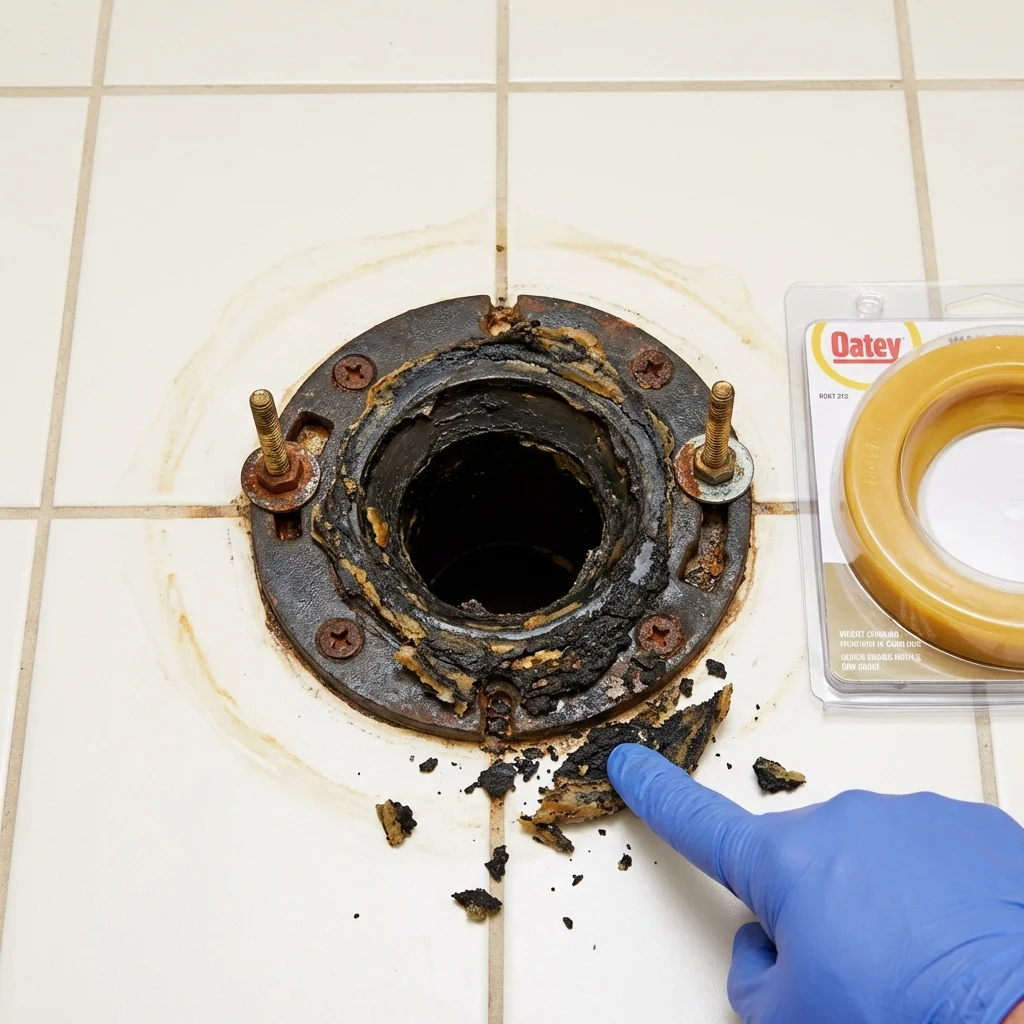 Failed wax ring showing water seepage at the base of a toilet in a Kapolei, HI home