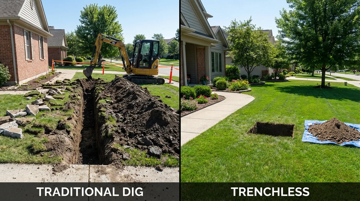 Trenchless sewer repair with minimal yard damage versus traditional excavation in Kapolei, HI